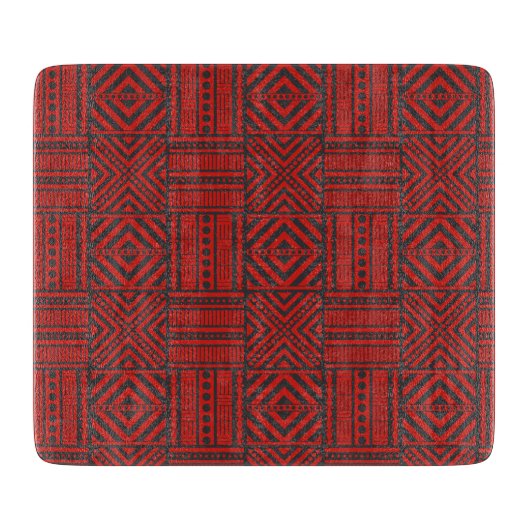 Rode Tribal Pattern Art Snijplank (Voorkant)