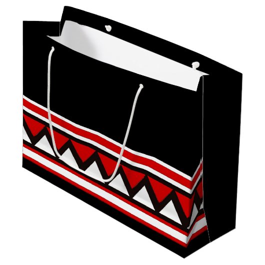 Rode tribale driehoeken groot cadeauzakje (Voorkant Gekanteld)