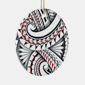Rode tribale polynesiaanse patronen met een schadu keramisch ornament (Rechts)