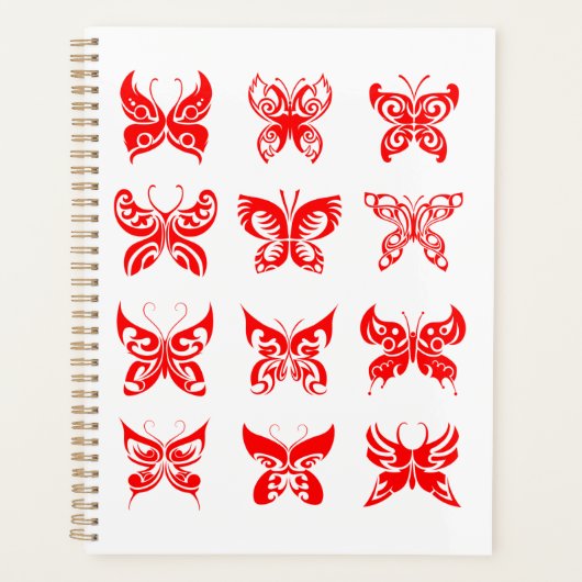Rode Tribale Vlinder Siermotief Planner (Voorkant)
