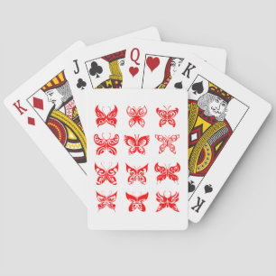 Rode Tribale Vlinder Siermotief Pokerkaarten