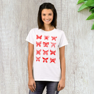 Rode Tribale Vlinder Siermotief T-shirt