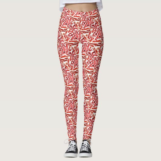 Rode Tropisch Leggings (Voorkant)
