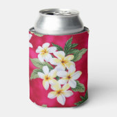 Rode tropische bloemen Koelbox Blikjeskoeler (Blikje Voorkant)