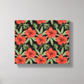Rode tropische bloemen naadloze groene bladeren canvas afdruk (Voorkant)