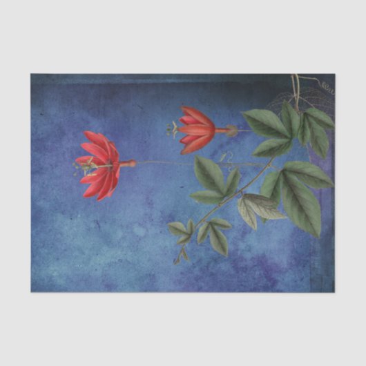 Rode Tropische Bloemen Tissuepapier (Voorkant)