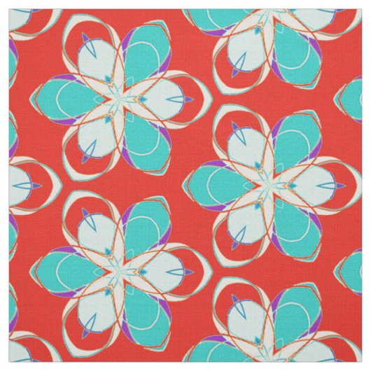 Rode Tropische Bloemmotief Stof (Swatch)