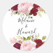 Rode tropische en romantische bruiloft envelop afd ronde sticker (Voorkant)