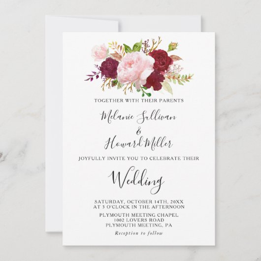 Rode tropische en Romantische bruiloft Kaart (Voorkant)