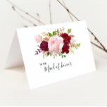 Rode Tropische en Romantische Dankbetuiging van de Bedankkaart<br><div class="desc">Deze rode tropische en romantische dankkaart van de eredame is perfect voor een bestemminghuwelijk. Het artistieke bordo marsala-ontwerp bevat aquarel-,  groene,  roze,  bordeauxrode en blozende rozen die zijn samengesteld met groenblijvend materiaal,  netjes gerangschikt in een gracieus en stralend bloemenboeket.</div>