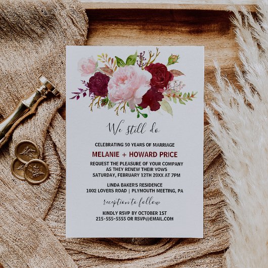 Rode Tropische en romantische Gelofte Vernieuwing Kaart