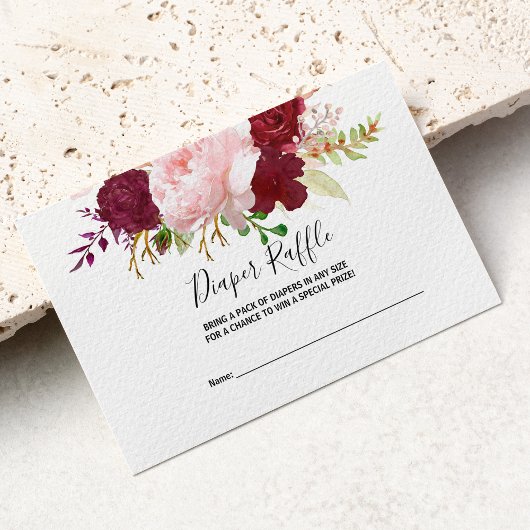 Rode Tropische en romantische luier Raffle Informatiekaartje