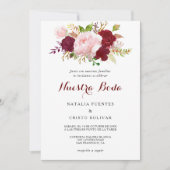 Rode Tropische en Romantische Spaanse bruiloft Kaart (Voorkant)