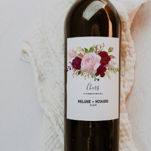 Rode Tropische en romantische Wijn etiketten van h