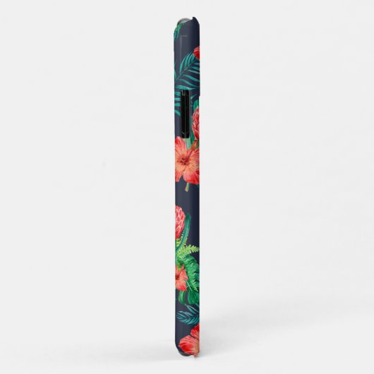 Rode tropische Floral op de marine Case-Mate iPhone Case (Achterkant/rechts)