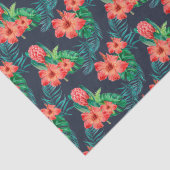 Rode tropische Floral op de marine Tissuepapier (Detail)