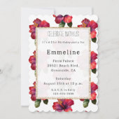 Rode Tropische Hibiscus Bloemen Gouden Glitter Ver Kaart (Voorkant)