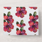 Rode Tropische Hibiscus Bloemen Huwelijk All In One Uitnodiging (Achterkant)