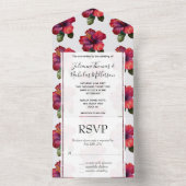 Rode Tropische Hibiscus Bloemen Huwelijk All In One Uitnodiging (Binnen)