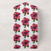 Rode Tropische Hibiscus Bloemen Huwelijk All In One Uitnodiging (Buitenkant)