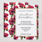 Rode Tropische Hibiscus Bloemen Huwelijk Glitter L Kaart (Voorkant / Achterkant)