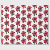 Rode Tropische Hibiscus Bloemige Trouw Cadeaupapier (Vlak)