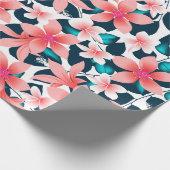 Rode tropische hibiscus cadeaupapier (Hoek)
