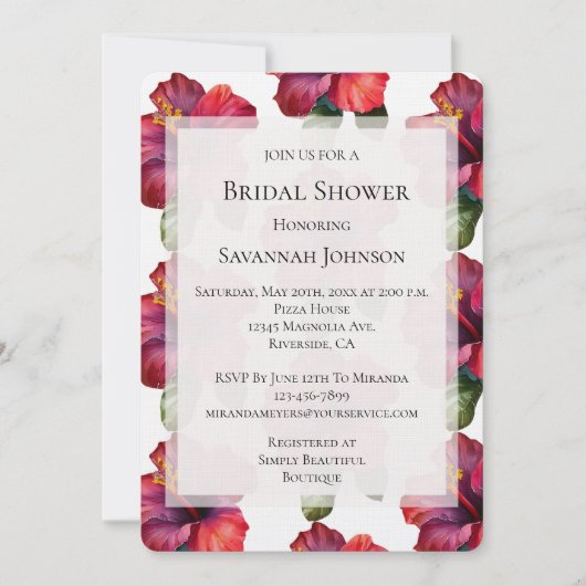 Rode Tropische Hibiscus Floral Vrijgezellenfeest Kaart (Voorkant)