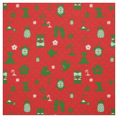 Rode tropische kerst tiki retro stof (Swatch)
