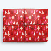 Rode tropische kerstbomen cadeaupapier
