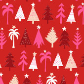Rode tropische kerstbomen cadeaupapier