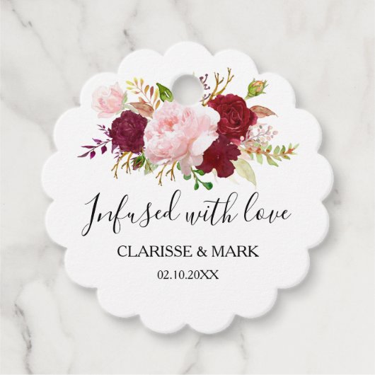 Rode Tropische Romantische Infusie met Liefde Brui Bedankjes Labels (Voorkant)