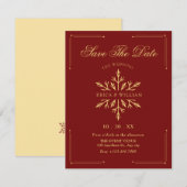 Rode Trouwdag kerst sneeuwvlok Save The Date (Voorkant / Achterkant)
