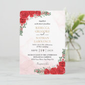 Rode trouwuitnodiging kaart (Staand voorkant)