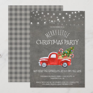 Rode Truck & Buffalo Plaid Kerstfeest Kaart