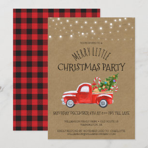  Rode Truck & Buffalo Plaid Kerstfeest Kaart
