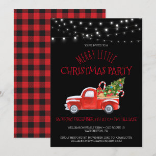 Rode Truck & Buffalo Plaid Kerstfeest Kaart