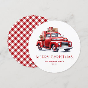 Rode Truck Cadeaus Snow Plaid Vrolijke Kerst Kaart