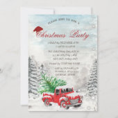 Rode Truck Dennenboom Bos Kerstmis Kaart (Voorkant)
