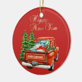 Rode Truck Dennengehakt Kerstmis Keramisch Ornament (Links)