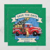 Rode  Truck Dog Familie Kerstfeest Kaart (Voorkant / Achterkant)