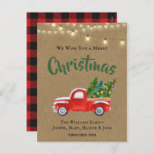 rode truck en boomrustiek feestdagenkaart (Voorkant / Achterkant)