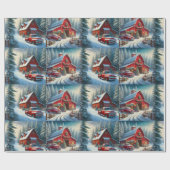  rode truck en rode schuur kerst cadeaupapier (Vlak)