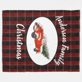 Rode Truck Familie Kerstmis Fleece Deken (Voorkant (Horizontaal))
