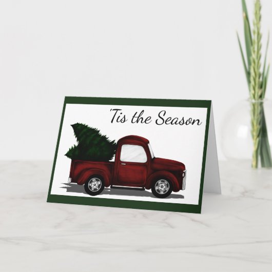 Rode Truck Feestdagen Kaart (Voorkant)