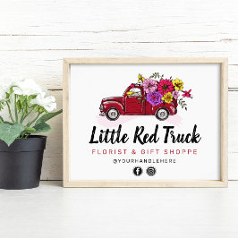 Rode  Truck & Flowers Bloemist Marketing Sign Poster