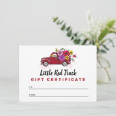 Rode  Truck & Flowers Cadeaubon Kaart (Staand voorkant)