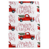  rode truck gepersonaliseerde kerstcadeauzak medium cadeauzakje (Achterkant)
