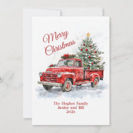  Rode Truck Kerst Flat Vakantie Kaart