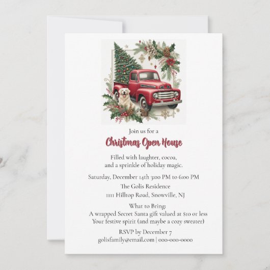 Rode Truck Kerst Open Huis Uitnodiging (Voorkant)